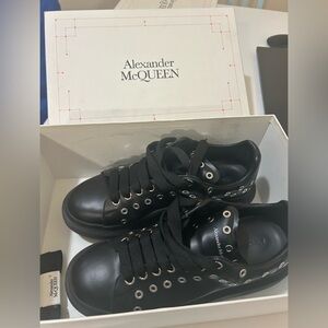 Alexander McQueen Black Leather Eyelet Sneakers